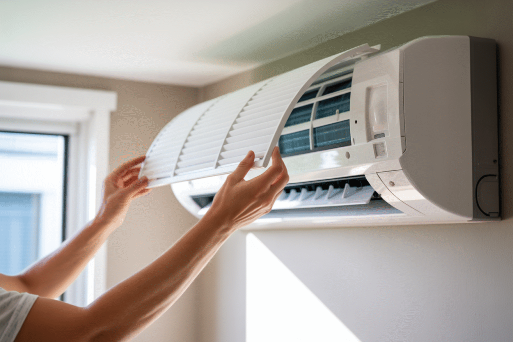 Licensed AC technician servicing Split System Air Conditioning in Logan City