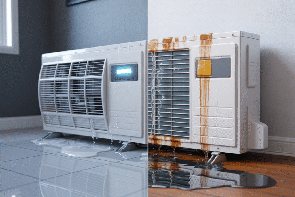 Modern split system air conditioner installed on wall in Coorparoo home