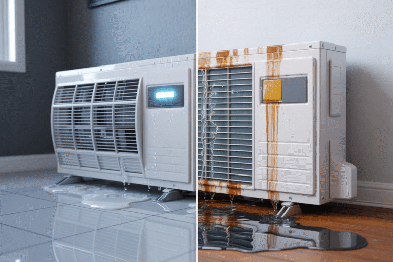 Modern split system air conditioner installed on wall in Coorparoo home
